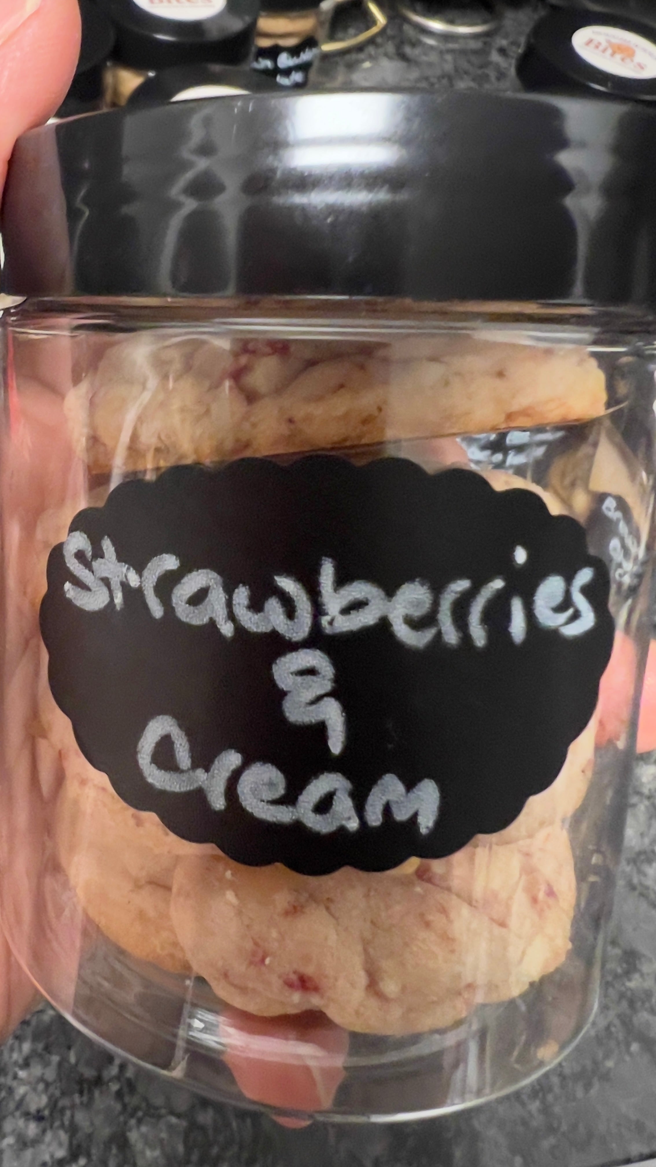 Strawberries & Cream Cookies in a jar